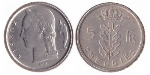 5 франков 1980 Бельгия (VL)