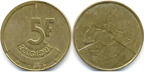 5 франков 1988 Бельгия (FR)