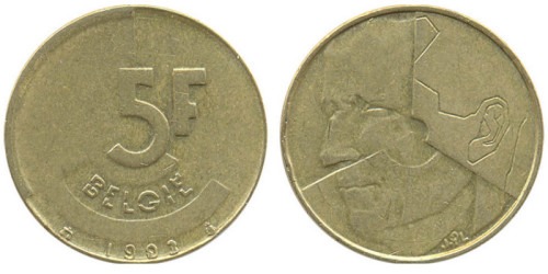 5 франков 1993 Бельгия (VL)