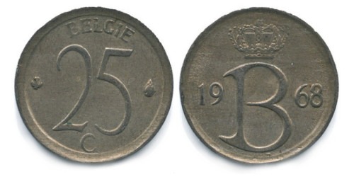 25 сантимов 1968 Бельгия (VL)