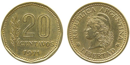 20 сентаво 1971 Аргентина
