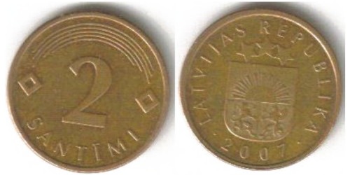 2 сантима 2007 Латвия