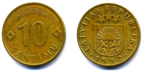 10 сантимов 1992 Латвия