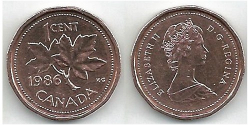 1 цент 1986 Канада