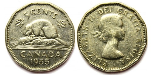 5 центов 1955 Канада