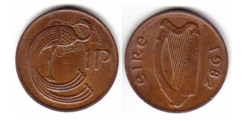 1 пенни 1982 Ирландия