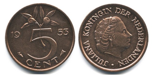 5 центов 1953 Нидерланды