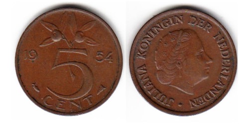 5 центов 1954 Нидерланды