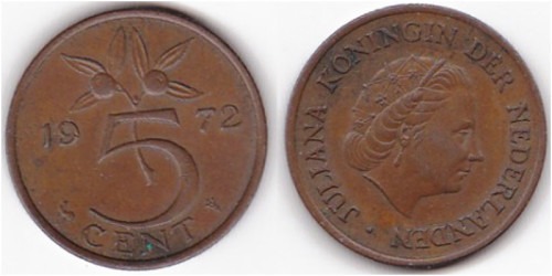 5 центов 1972 Нидерланды