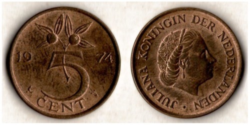 5 центов 1974 Нидерланды