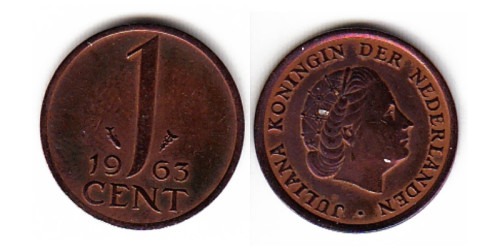 1 цент 1963 Нидерланды