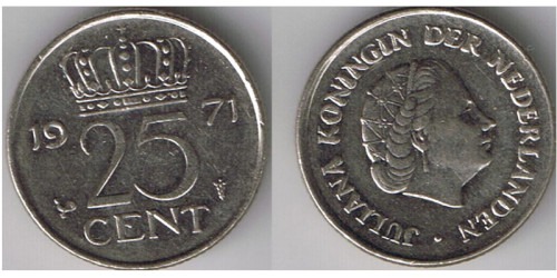 25 центов 1971 Нидерланды