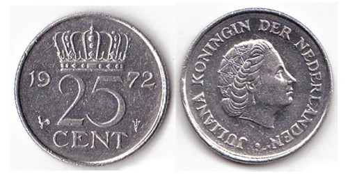 25 центов 1972 Нидерланды