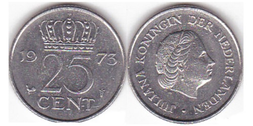 25 центов 1973 Нидерланды