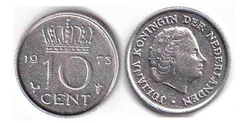 10 центов 1973 Нидерланды