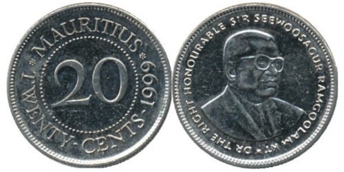 20 центов 1999 Маврикий