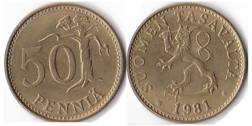 50 пенни 1981 Финляндия