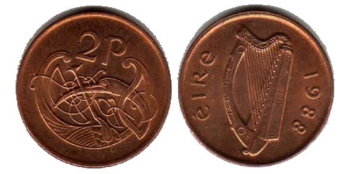2 пенса 1988 Ирландия