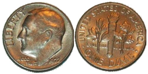 10 центов 1972 США