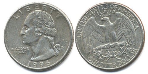 25 центов 1996 D США