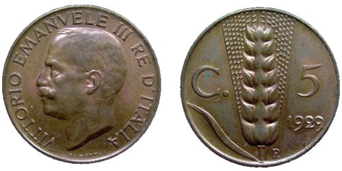 5 чентезимо 1929 Италия
