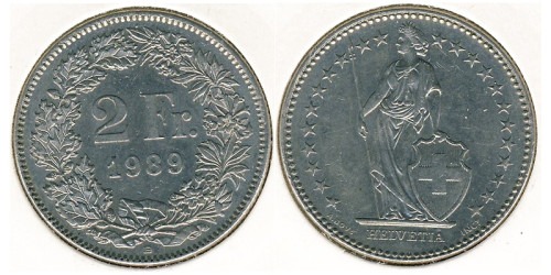 2 франка 1989 Швейцария