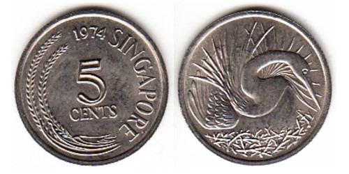 5 центов 1974 Сингапур