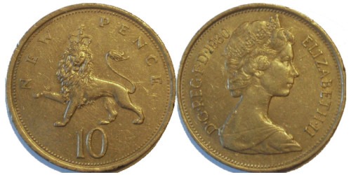 10 новых пенсов 1980 Великобритания