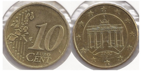 10 евроцентов 2002 «D» Германия