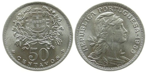 50 сентаво 1955 Португалия — редкая