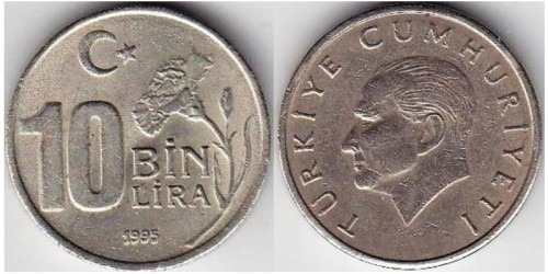 10000 лир 1995 Турция