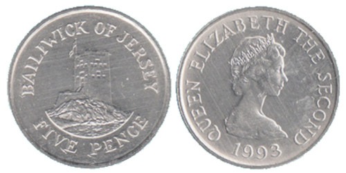 5 пенсов 1993 остров Джерси