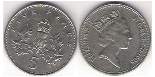 5 пенсов 1988 Великобритания