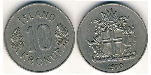 10 крон 1970 Исландия