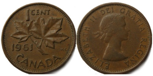1 цент 1961 Канада