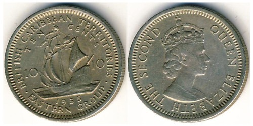 10 центов 1955 Восточные Карибы
