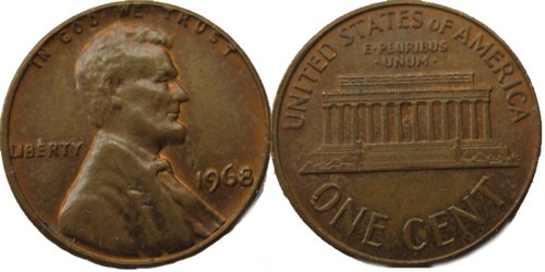 1 цент 1968 США