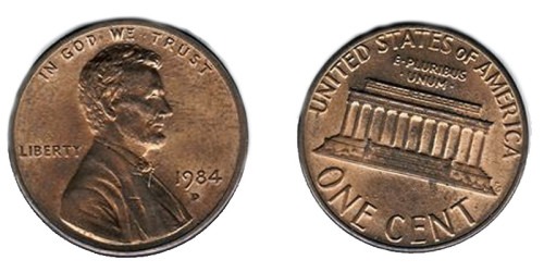 1 цент 1984 D США