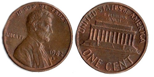 1 цент 1982 D США