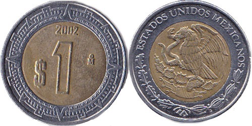 1 песо 2002 Мексика