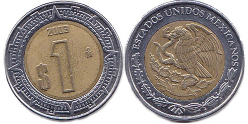 1 песо 2003 Мексика