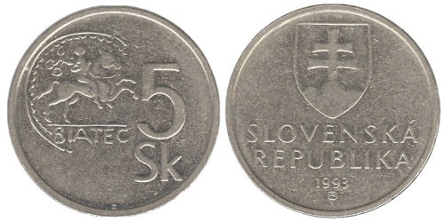 5 крон 1993 Словакия