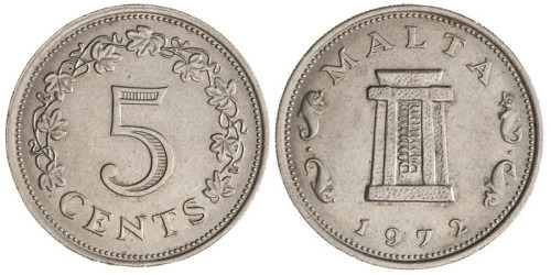 5 центов 1972 Мальта