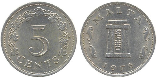 5 центов 1976 Мальта — редкая