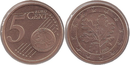 5 евроцентов 2002 «F» Германия