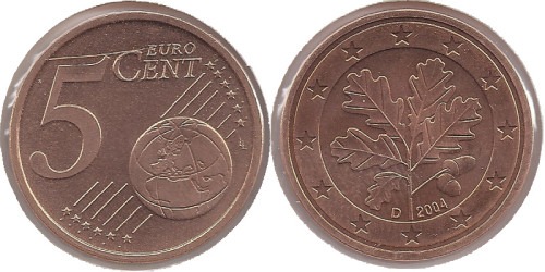 5 евроцентов 2004 «D» Германия