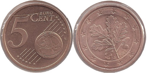 5 евроцентов 2005 «J» Германия