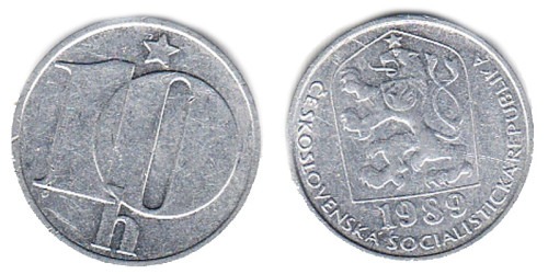 10 геллеров 1989 Чехословакии