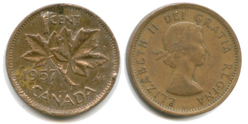 1 цент 1957 Канада