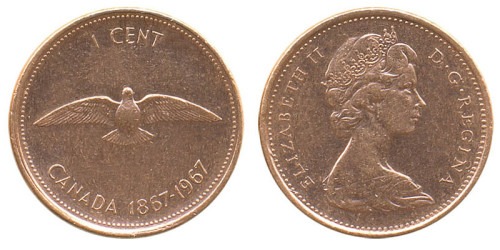 1 цент 1967 Канада — 100-летие Канады